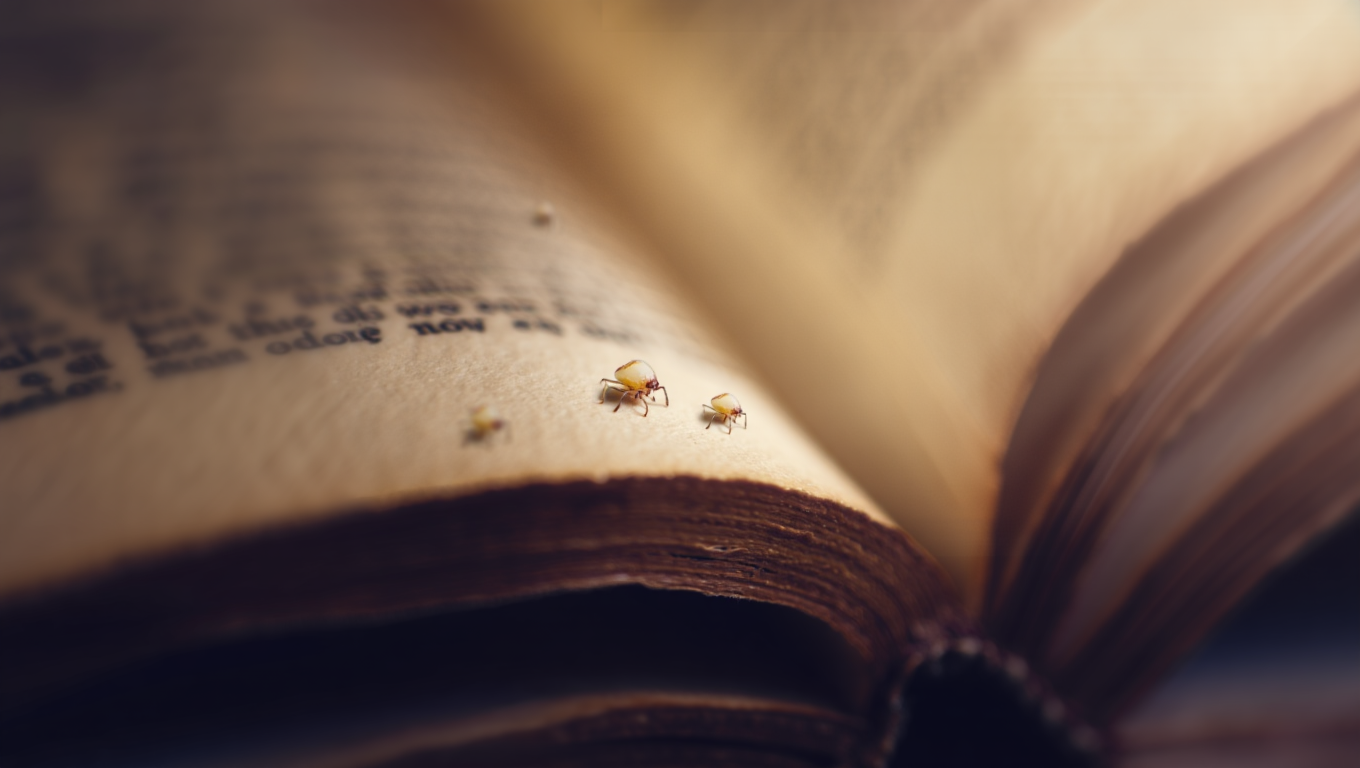 Booklice Infestation on an old book